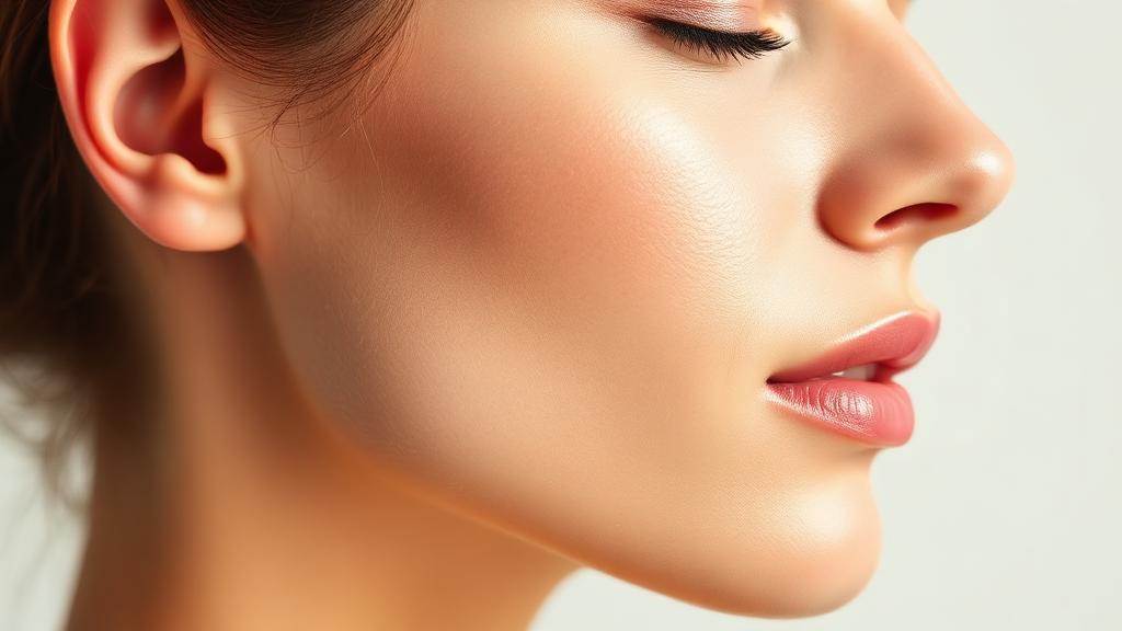 Close-up de pele facial saudável e limpa
